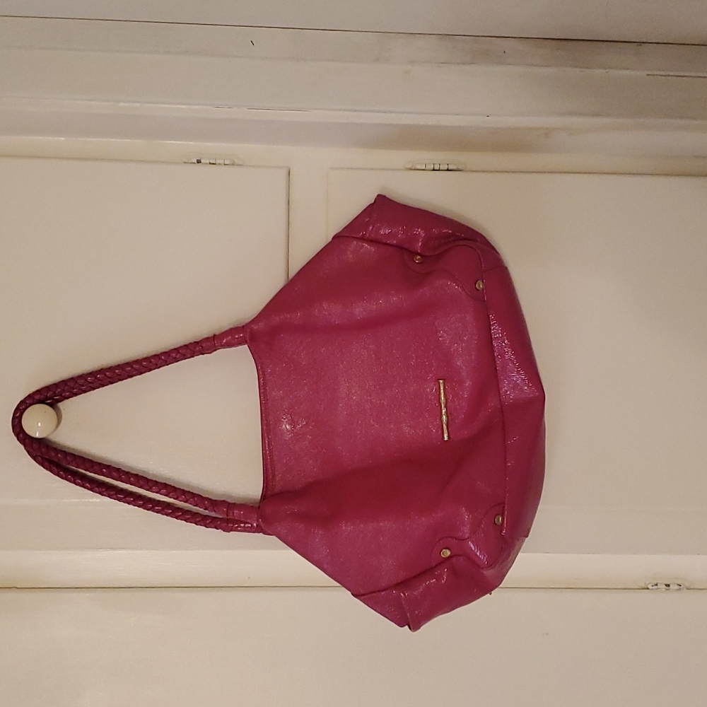 Patent pink leather Elaine Turner shoulder bag.